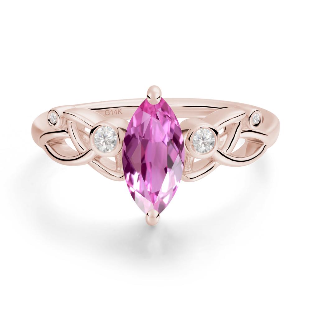 Marquise Cut Pink Sapphire Celtic Ring - LUO Jewelry #metal_14k rose gold