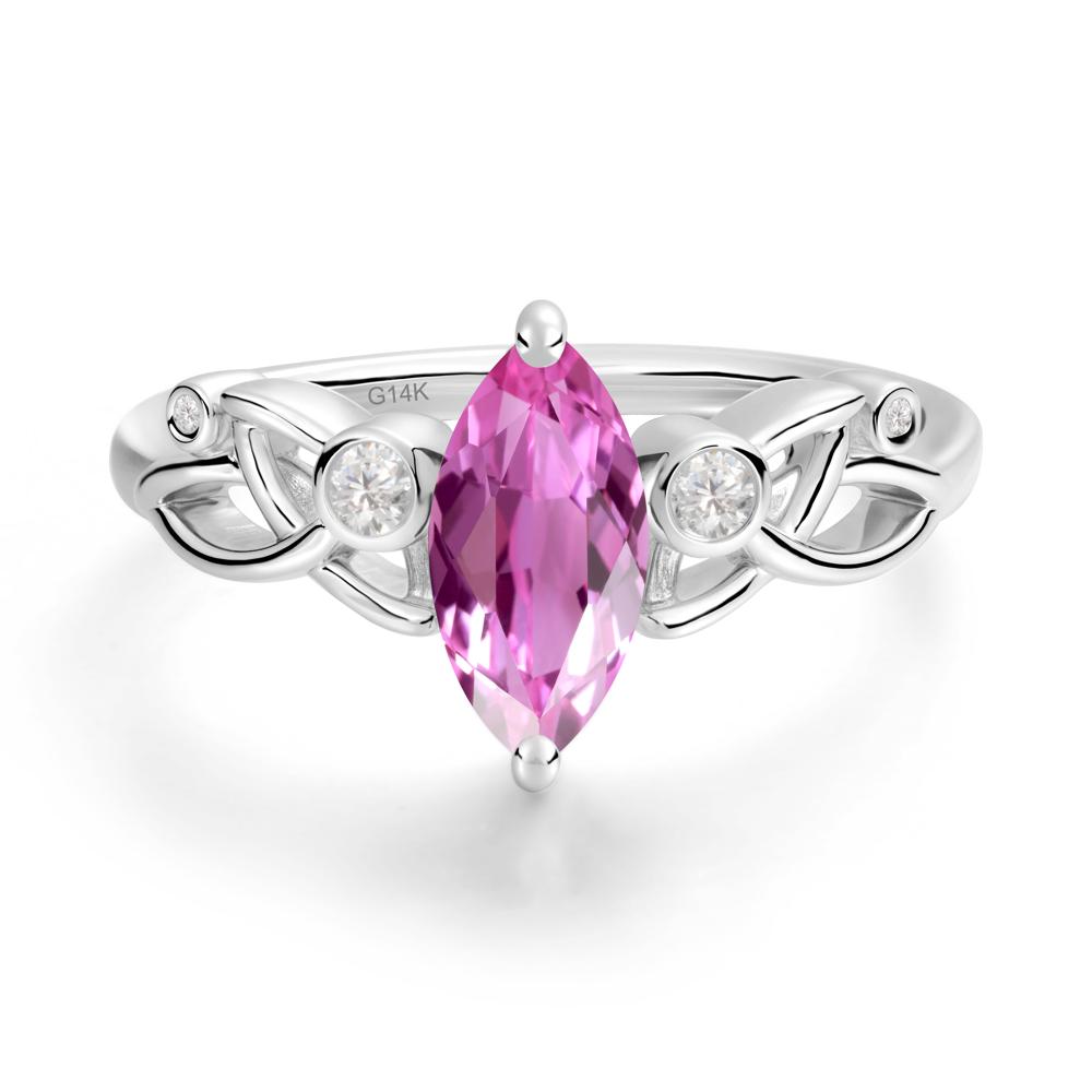 Marquise Cut Pink Sapphire Celtic Ring - LUO Jewelry #metal_14k white gold