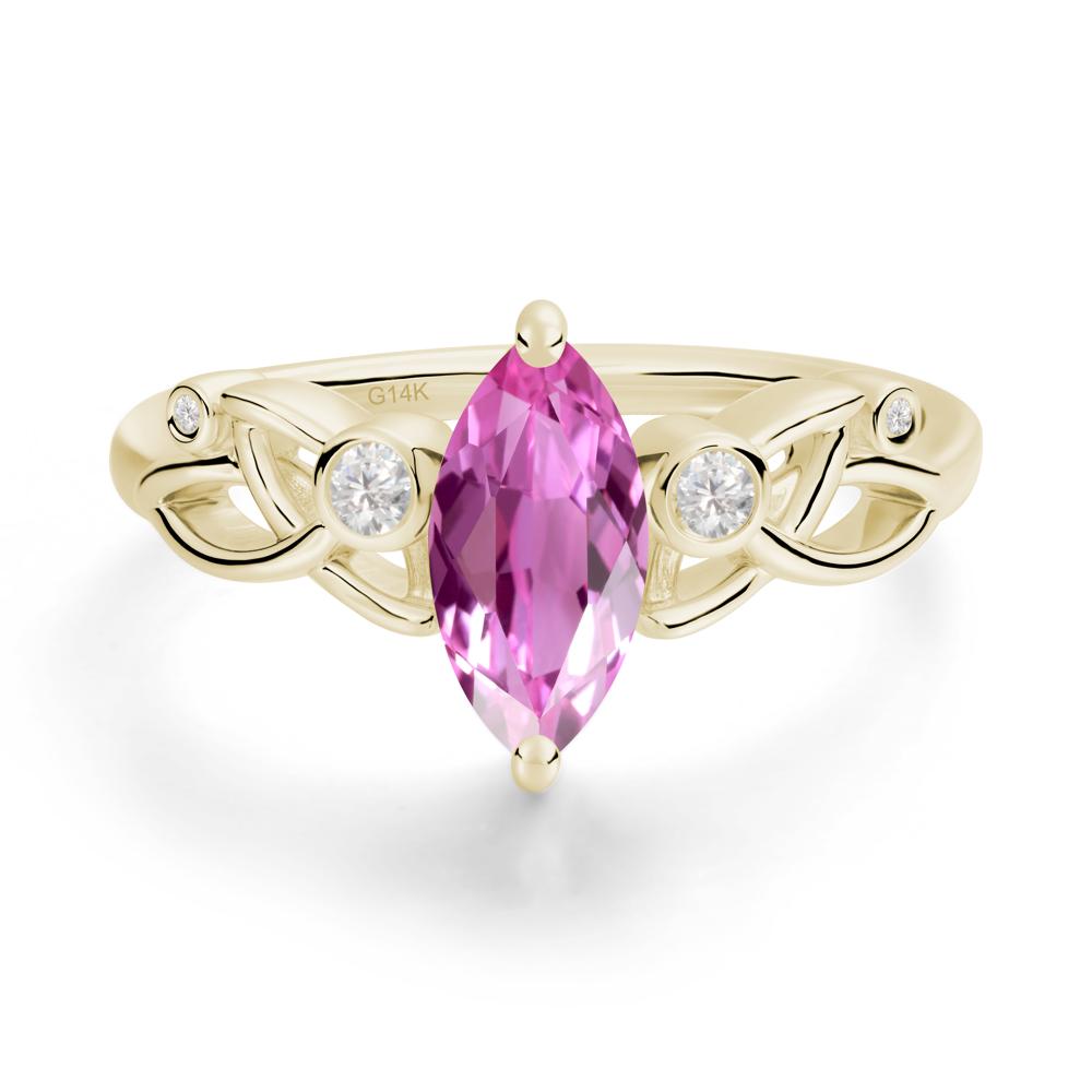 Marquise Cut Pink Sapphire Celtic Ring - LUO Jewelry #metal_14k yellow gold