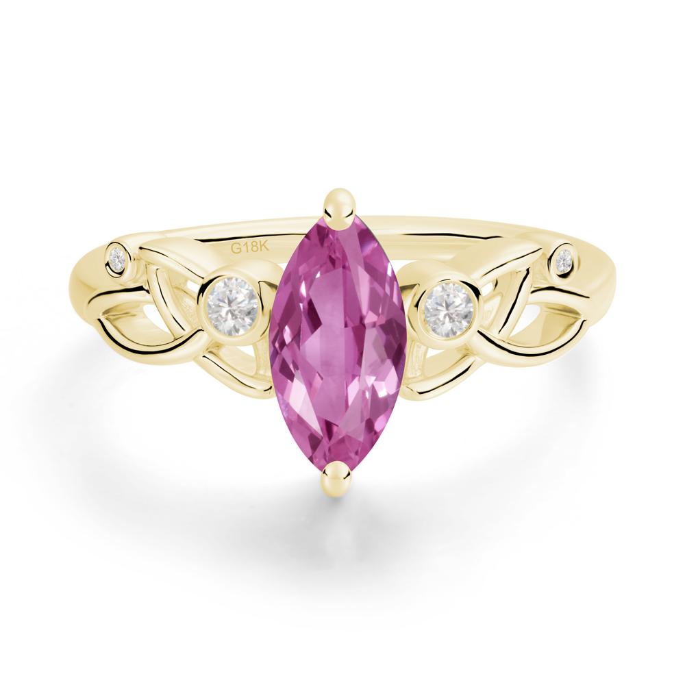 Marquise Cut Pink Sapphire Celtic Ring - LUO Jewelry #metal_18k yellow gold