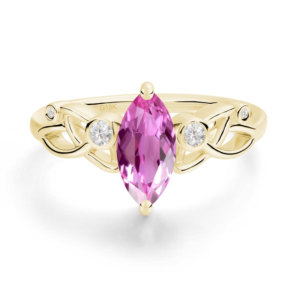 Marquise Cut Pink Sapphire Celtic Ring - LUO Jewelry #metal_18k yellow gold