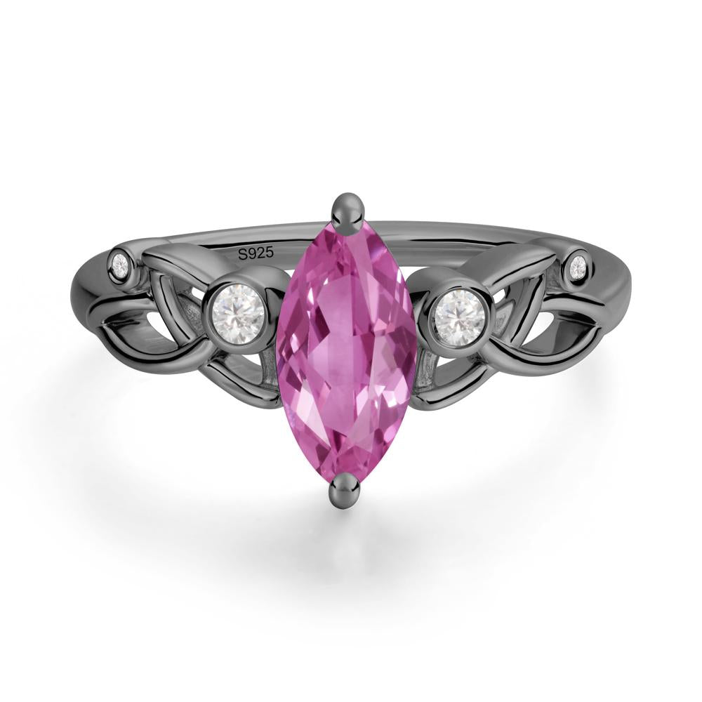 Marquise Cut Pink Sapphire Celtic Ring - LUO Jewelry #metal_black finish sterling silver