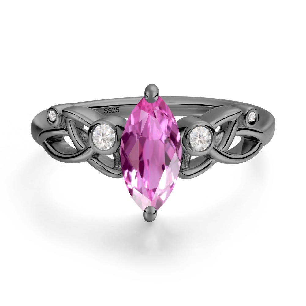 Marquise Cut Pink Sapphire Celtic Ring - LUO Jewelry #metal_black finish sterling silver