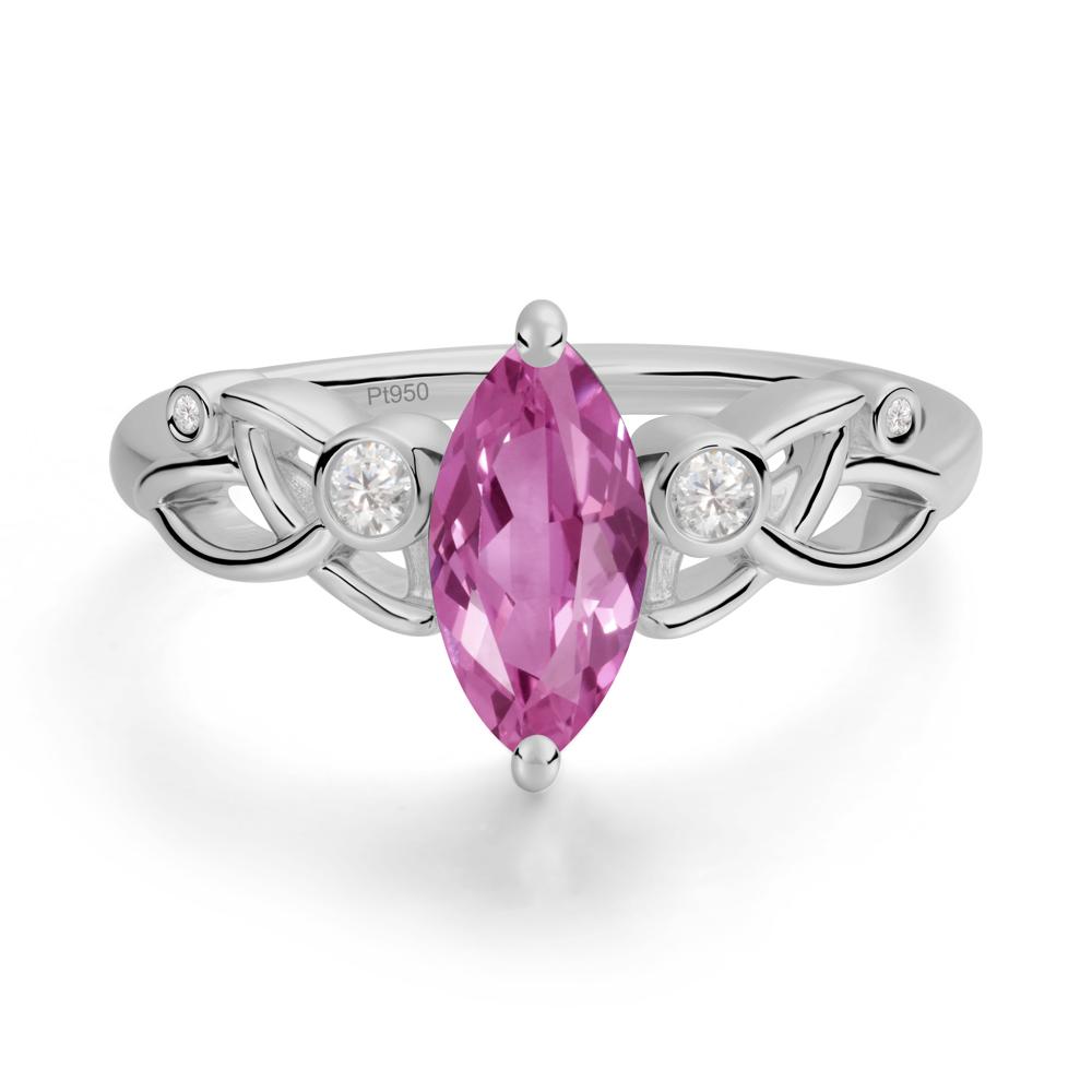 Marquise Cut Pink Sapphire Celtic Ring - LUO Jewelry #metal_platinum