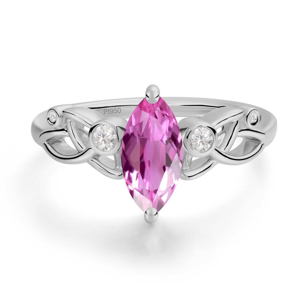 Marquise Cut Pink Sapphire Celtic Ring - LUO Jewelry #metal_platinum