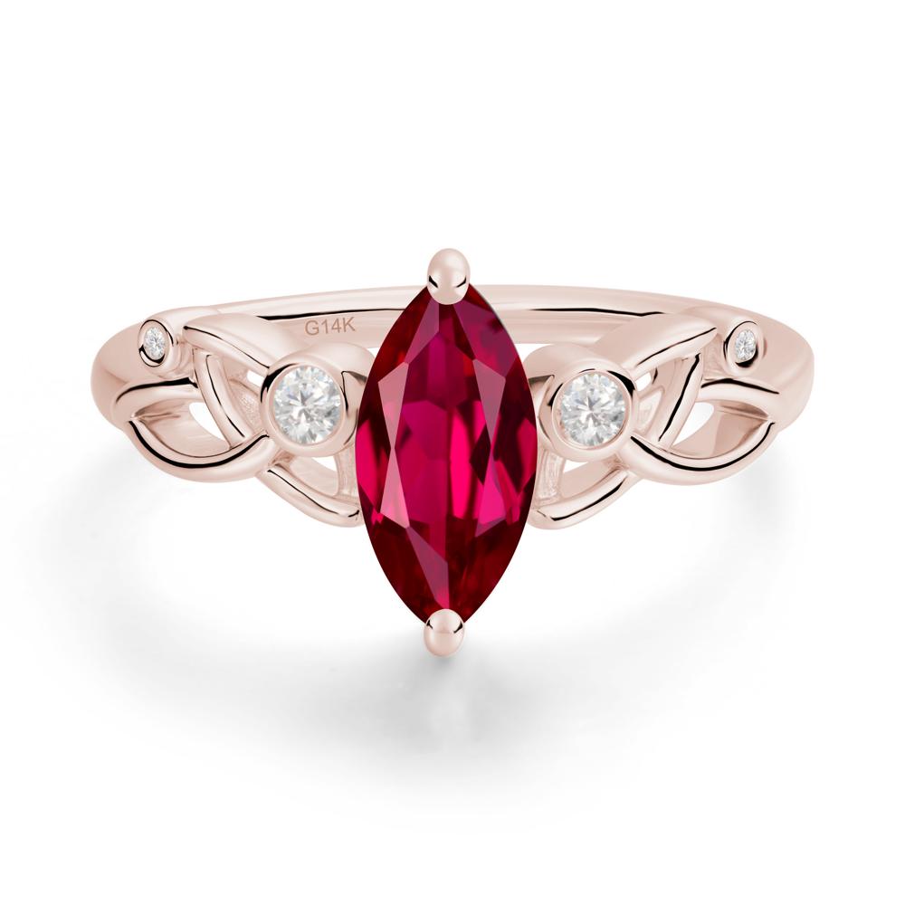 Marquise Cut Ruby Celtic Ring - LUO Jewelry #metal_14k rose gold
