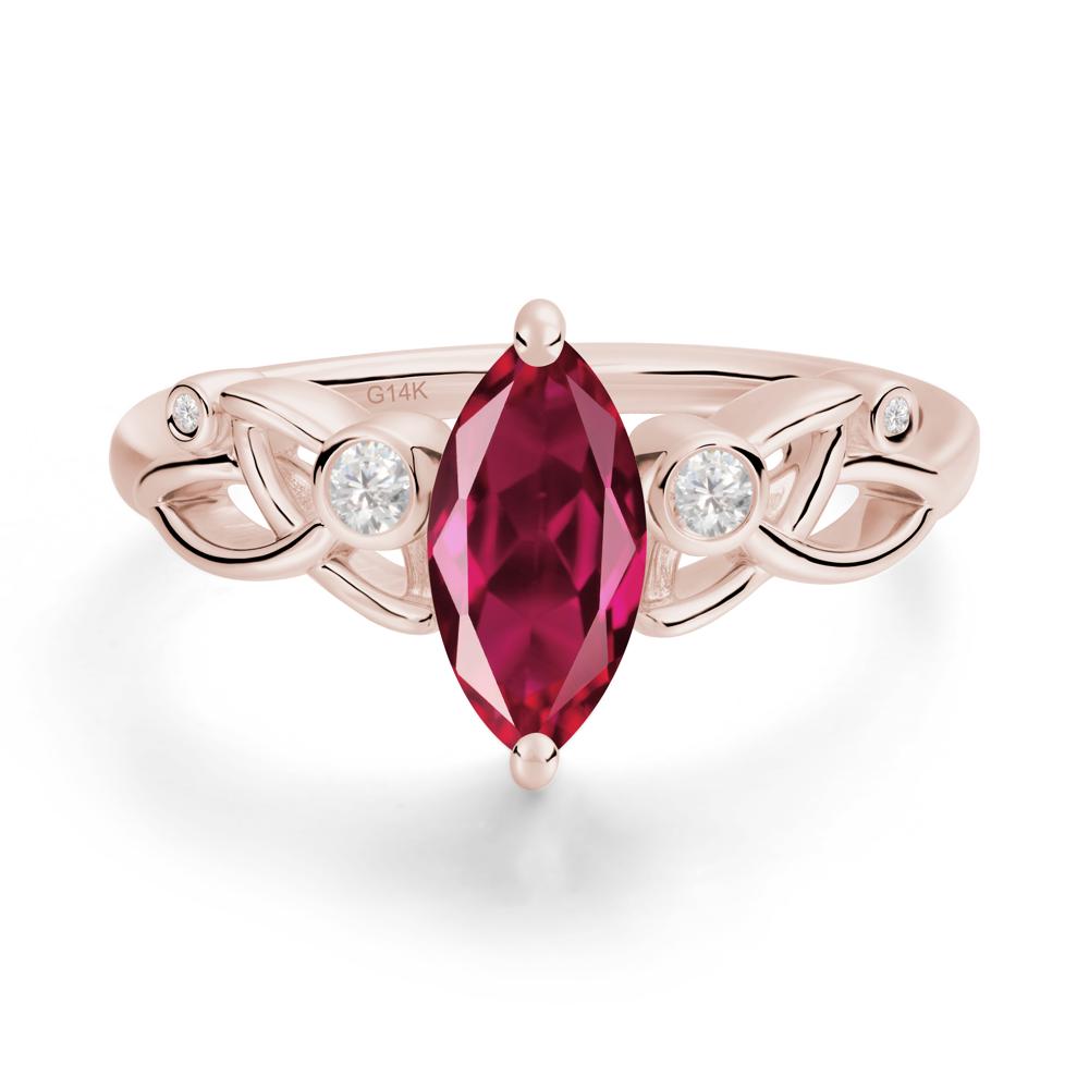Marquise Cut Ruby Celtic Ring - LUO Jewelry #metal_14k rose gold
