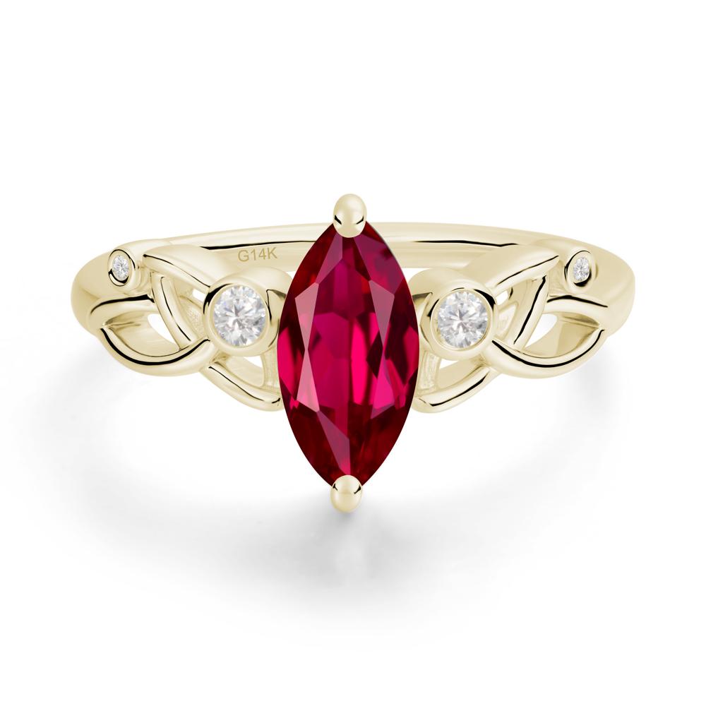 Marquise Cut Ruby Celtic Ring - LUO Jewelry #metal_14k yellow gold
