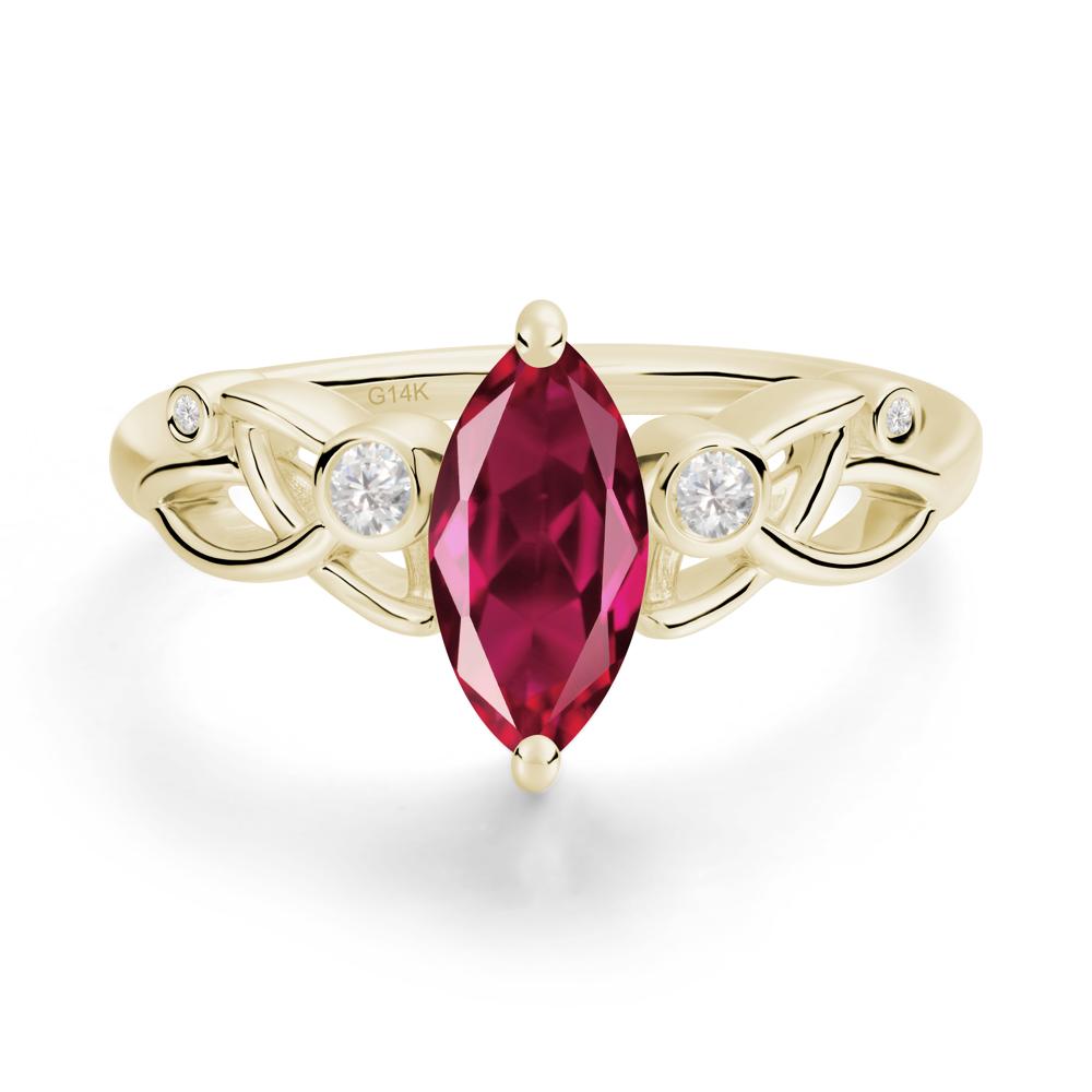 Marquise Cut Ruby Celtic Ring - LUO Jewelry #metal_14k yellow gold