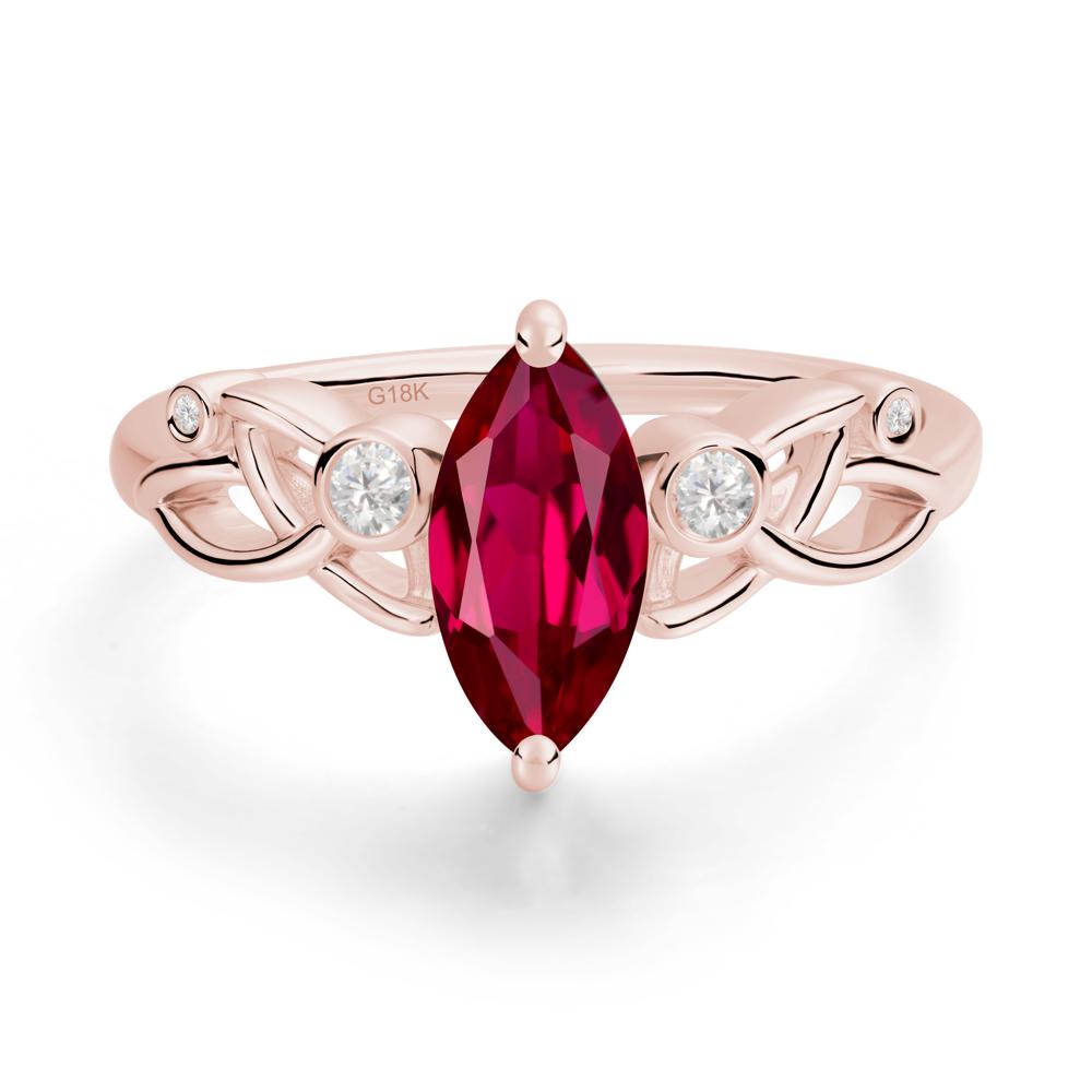 Marquise Cut Ruby Celtic Ring - LUO Jewelry #metal_18k rose gold