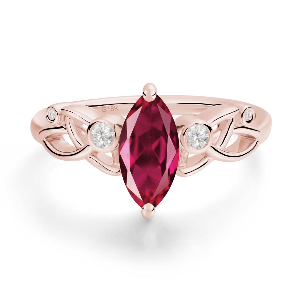 Marquise Cut Ruby Celtic Ring - LUO Jewelry #metal_18k rose gold