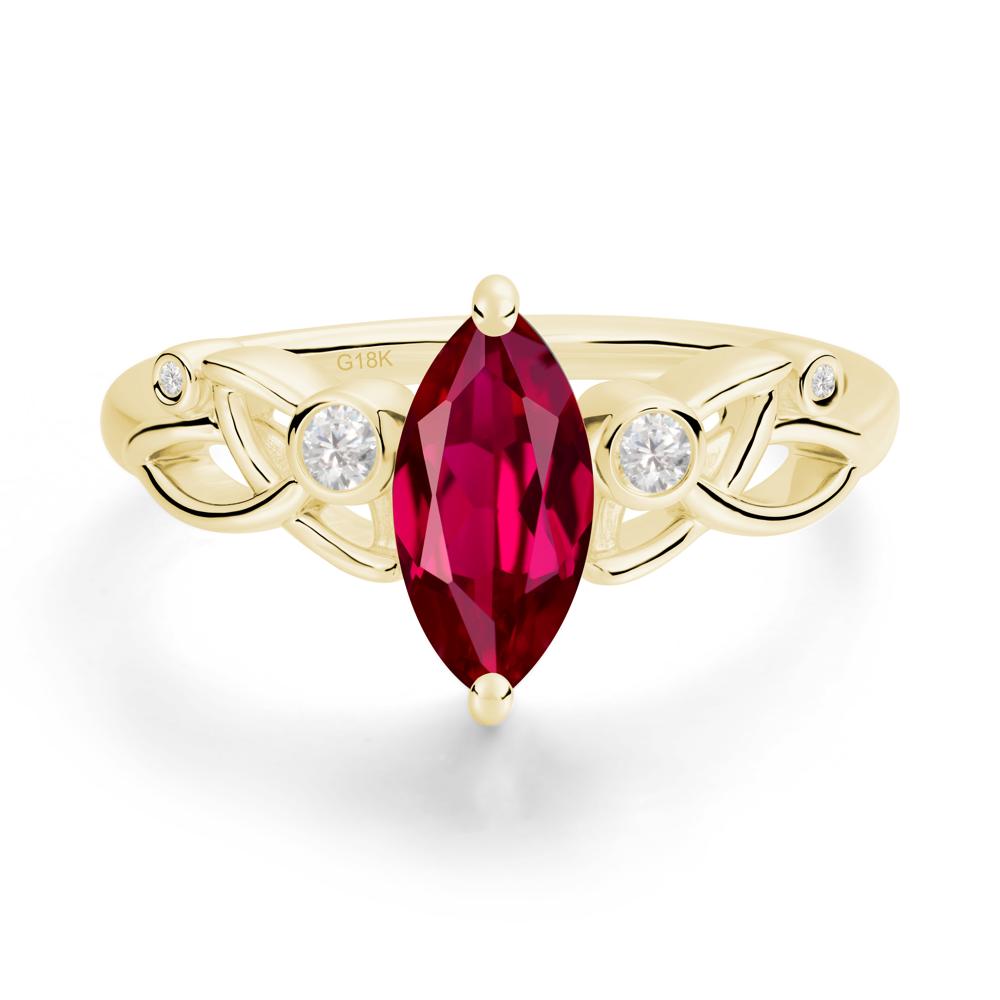 Marquise Cut Ruby Celtic Ring - LUO Jewelry #metal_18k yellow gold