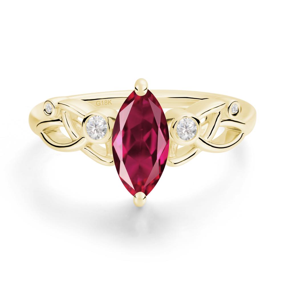 Marquise Cut Ruby Celtic Ring - LUO Jewelry #metal_18k yellow gold