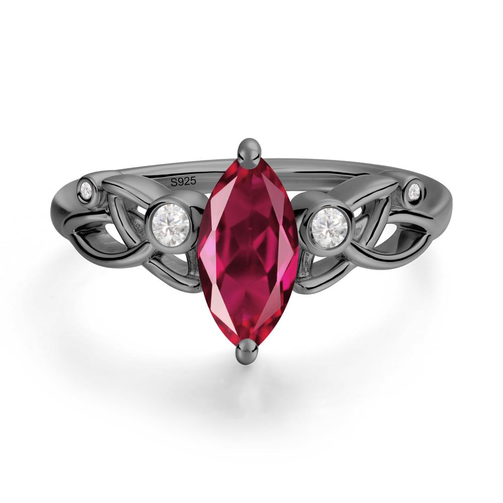 Marquise Cut Ruby Celtic Ring - LUO Jewelry #metal_black finish sterling silver