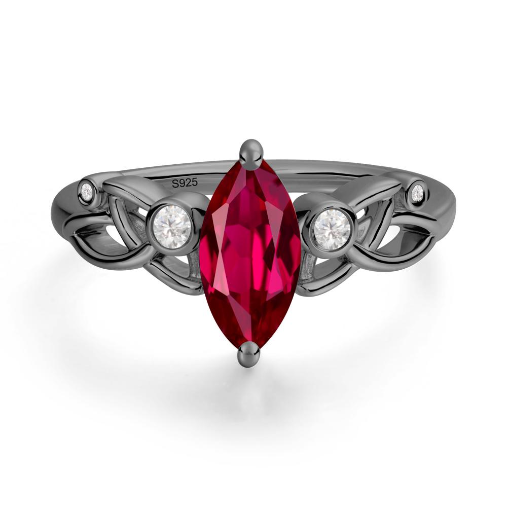 Marquise Cut Ruby Celtic Ring - LUO Jewelry #metal_black finish sterling silver