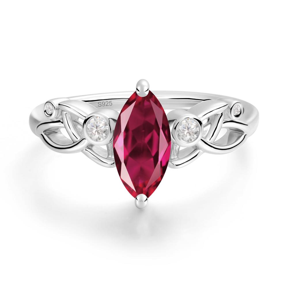 Marquise Cut Ruby Celtic Ring - LUO Jewelry #metal_sterling silver