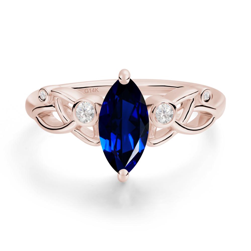 Marquise Cut Sapphire Celtic Ring - LUO Jewelry #metal_14k rose gold