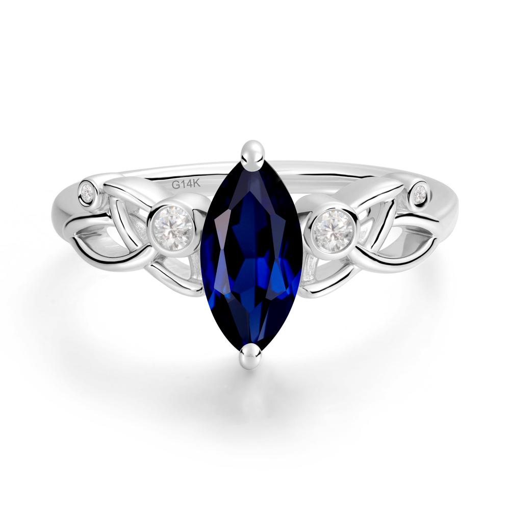 Marquise Cut Sapphire Celtic Ring - LUO Jewelry #metal_14k white gold