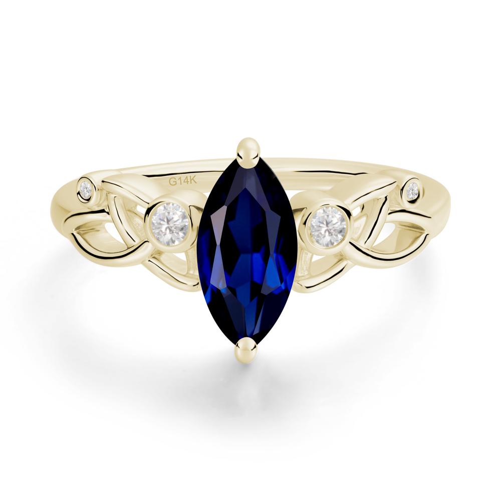 Marquise Cut Sapphire Celtic Ring - LUO Jewelry #metal_14k yellow gold