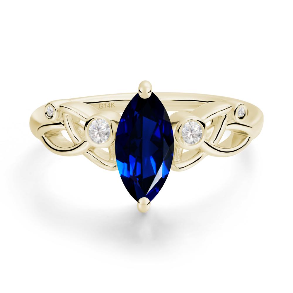 Marquise Cut Sapphire Celtic Ring - LUO Jewelry #metal_14k yellow gold