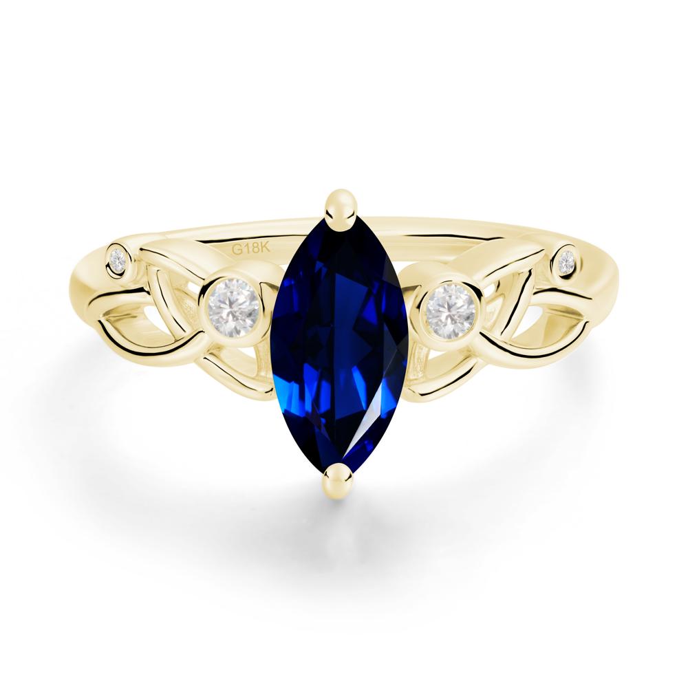 Marquise Cut Sapphire Celtic Ring - LUO Jewelry #metal_18k yellow gold