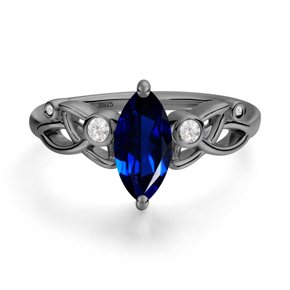 Marquise Cut Sapphire Celtic Ring - LUO Jewelry #metal_black finish sterling silver