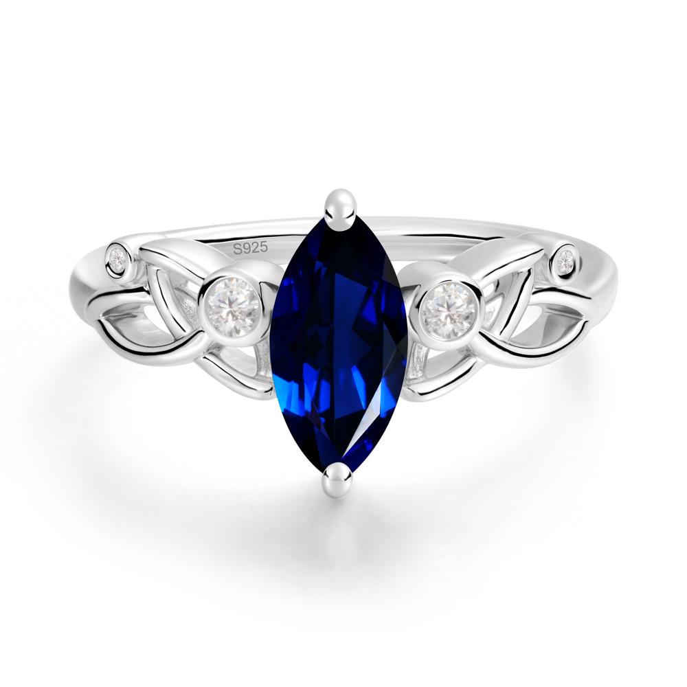 Marquise Cut Sapphire Celtic Ring - LUO Jewelry #metal_sterling silver