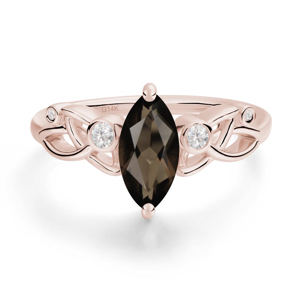 Marquise Cut Smoky Quartz Celtic Ring - LUO Jewelry #metal_14k rose gold