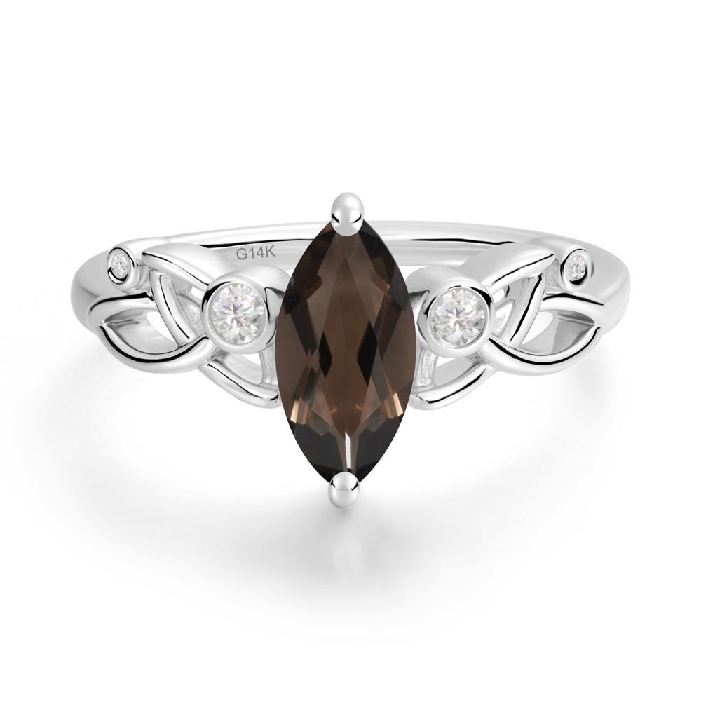 Marquise Cut Smoky Quartz Celtic Ring - LUO Jewelry #metal_14k white gold