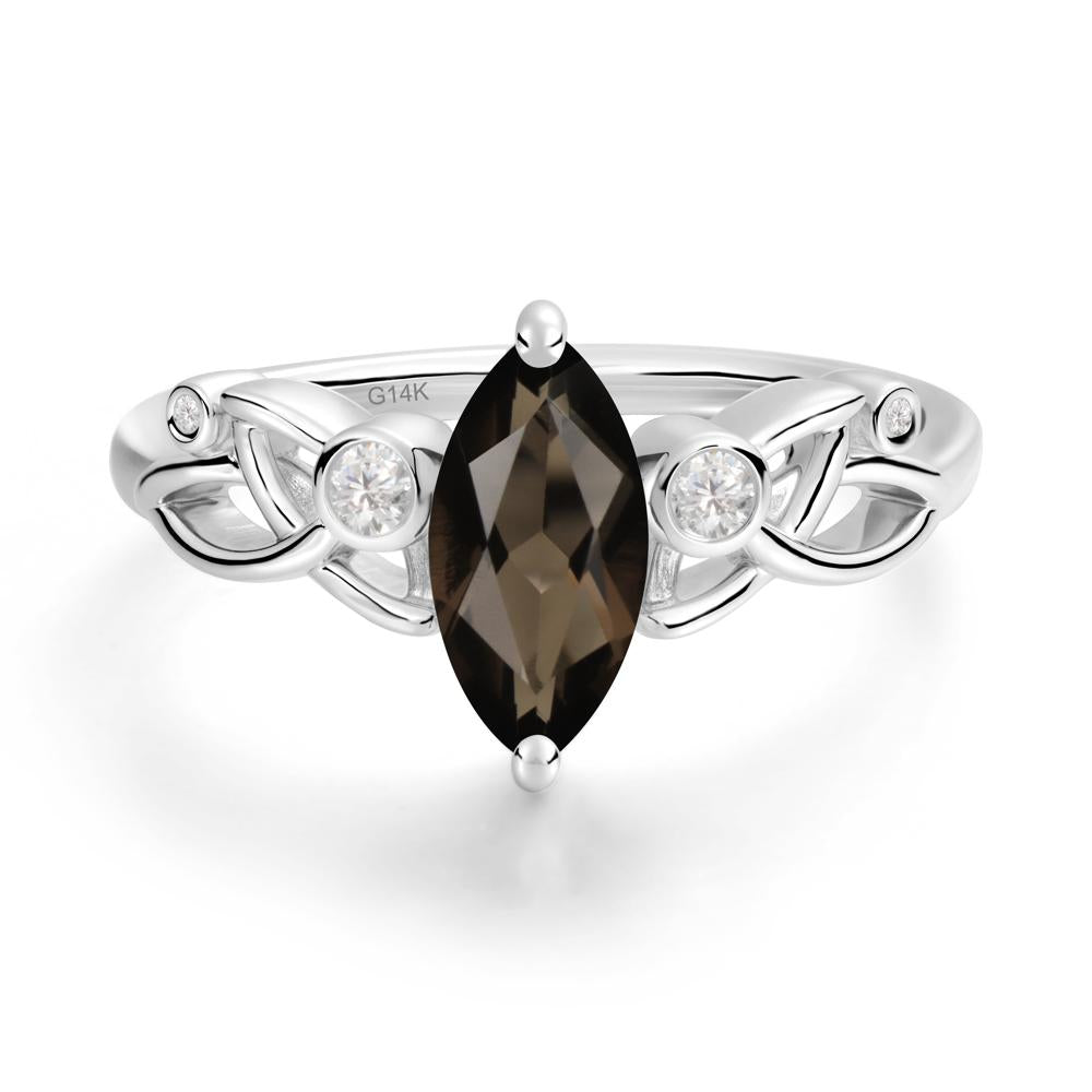 Marquise Cut Smoky Quartz Celtic Ring - LUO Jewelry #metal_14k white gold