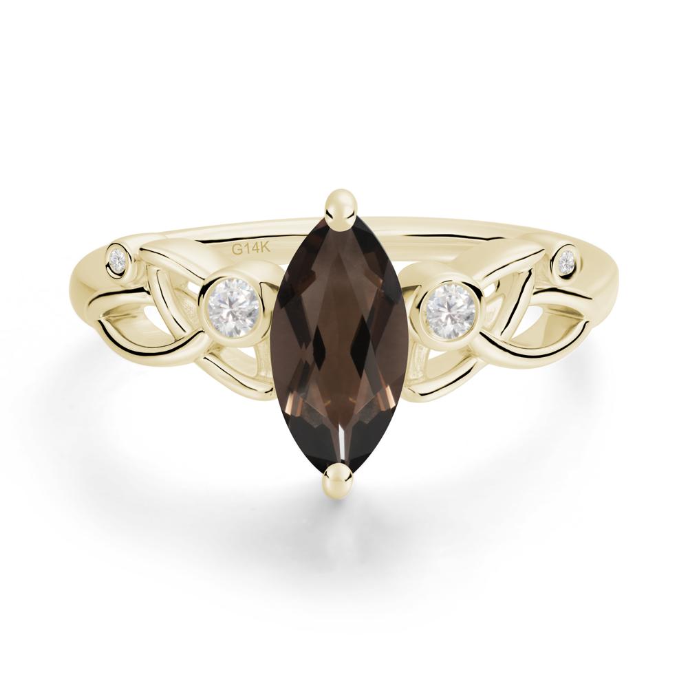 Marquise Cut Smoky Quartz Celtic Ring - LUO Jewelry #metal_14k yellow gold