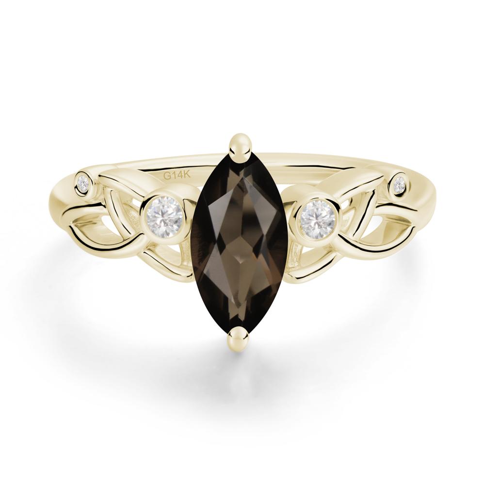 Marquise Cut Smoky Quartz Celtic Ring - LUO Jewelry #metal_14k yellow gold
