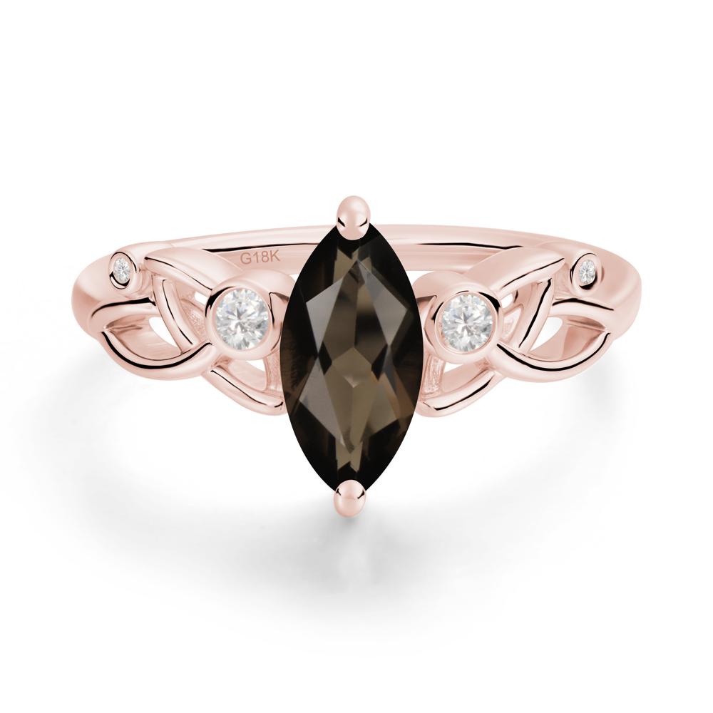 Marquise Cut Smoky Quartz Celtic Ring - LUO Jewelry #metal_18k rose gold