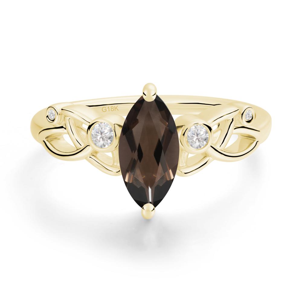 Marquise Cut Smoky Quartz Celtic Ring - LUO Jewelry #metal_18k yellow gold