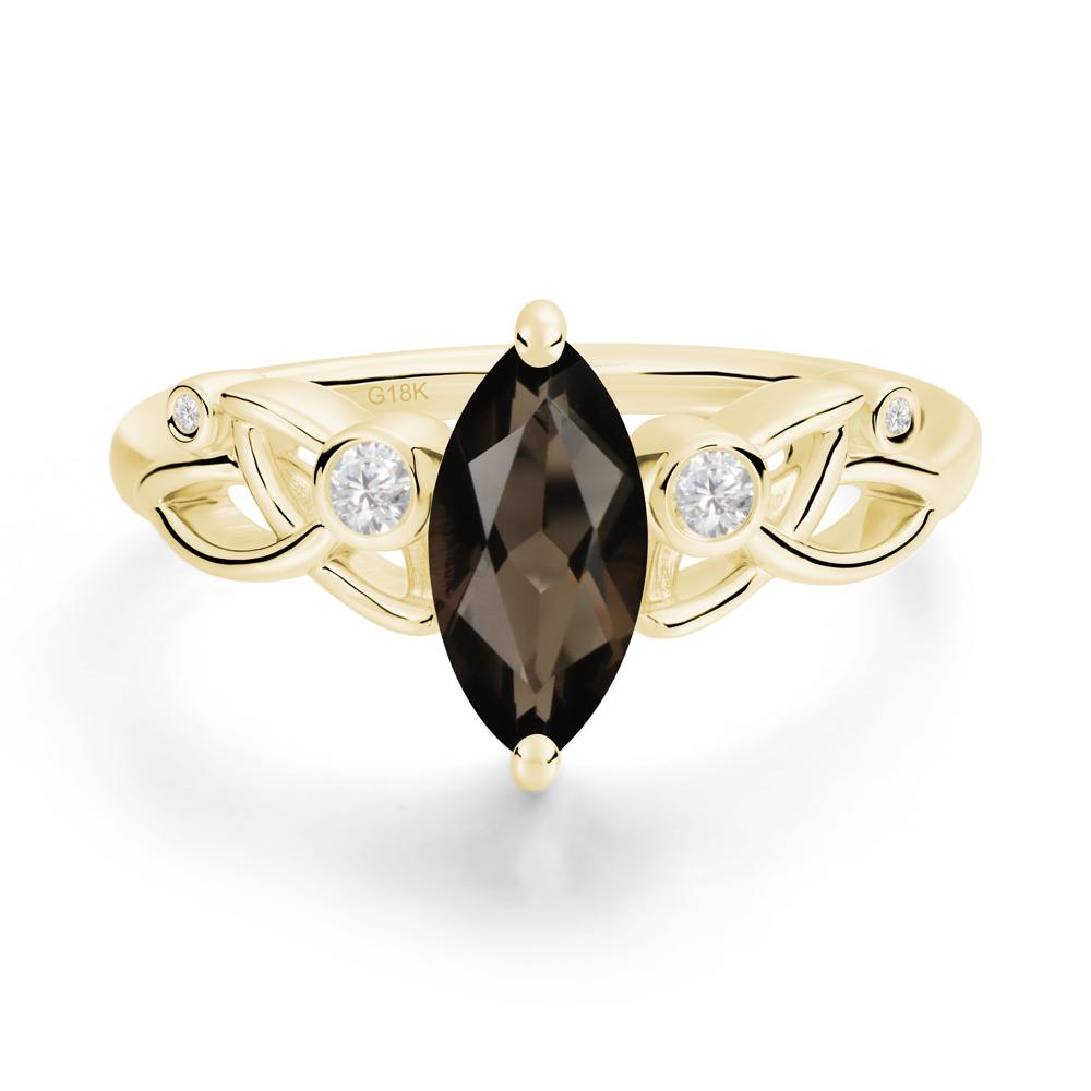 Marquise Cut Smoky Quartz Celtic Ring - LUO Jewelry #metal_18k yellow gold