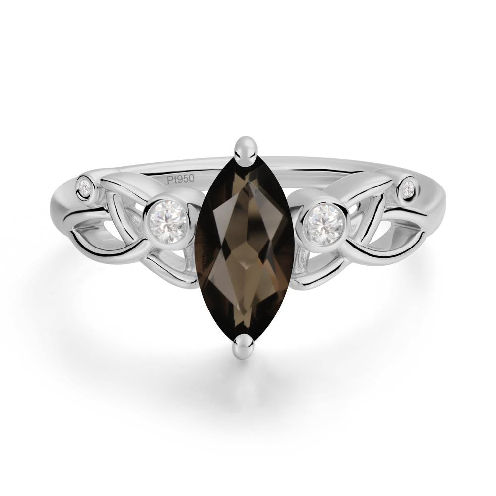 Marquise Cut Smoky Quartz Celtic Ring - LUO Jewelry #metal_platinum