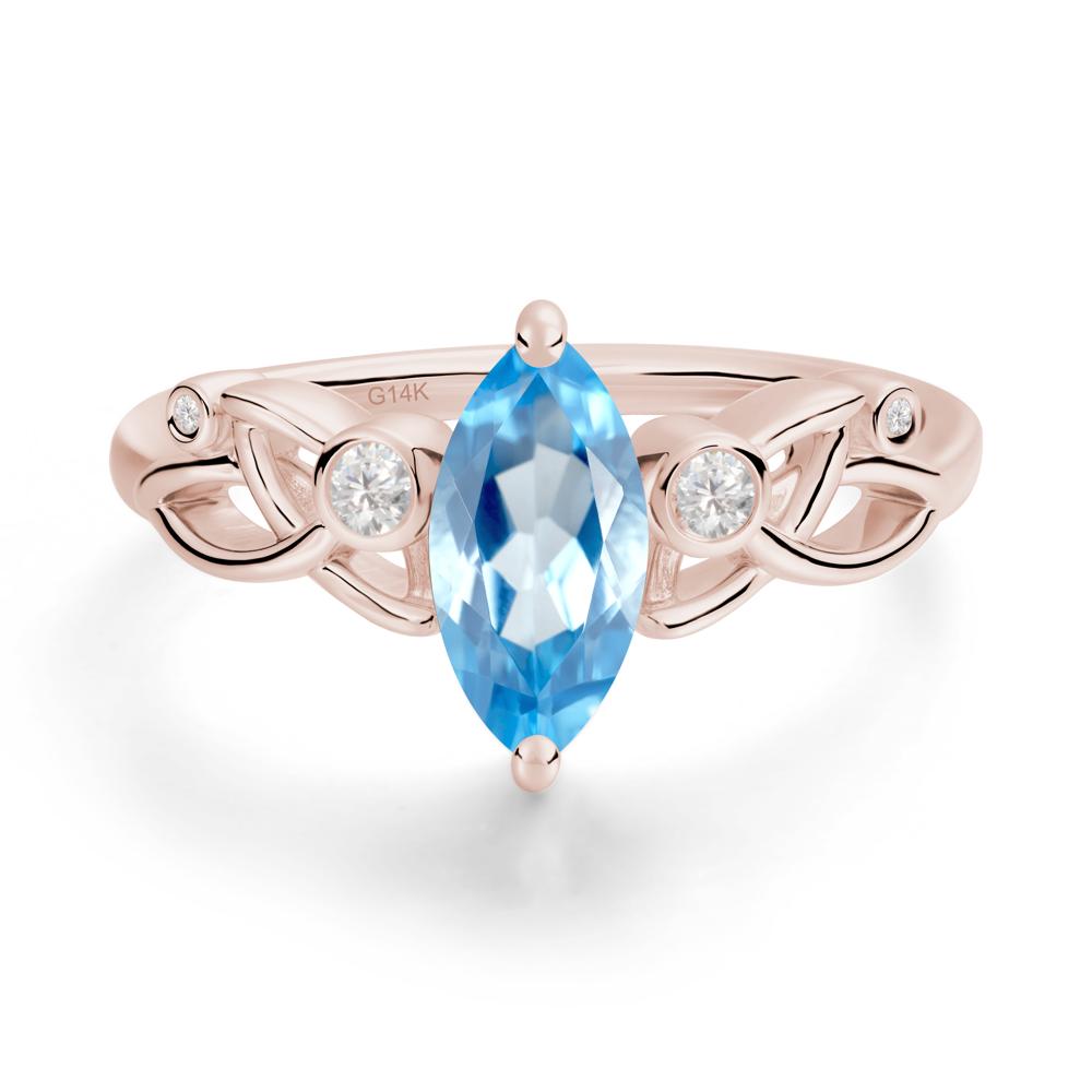 Marquise Cut Swiss Blue Topaz Celtic Ring - LUO Jewelry #metal_14k rose gold