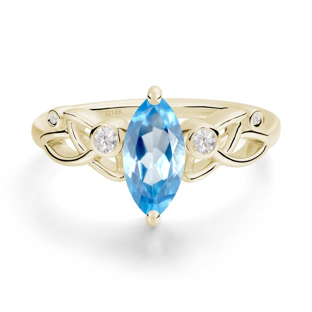 Marquise Cut Swiss Blue Topaz Celtic Ring - LUO Jewelry #metal_14k yellow gold