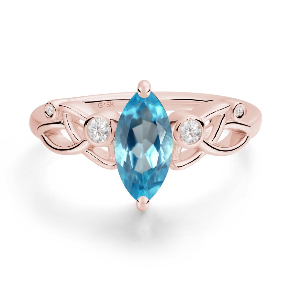 Marquise Cut Swiss Blue Topaz Celtic Ring - LUO Jewelry #metal_18k rose gold