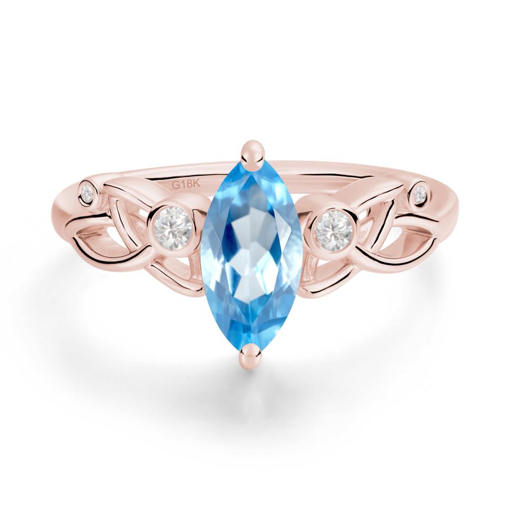 Marquise Cut Swiss Blue Topaz Celtic Ring - LUO Jewelry #metal_18k rose gold