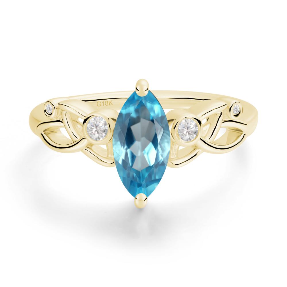 Marquise Cut Swiss Blue Topaz Celtic Ring - LUO Jewelry #metal_18k yellow gold