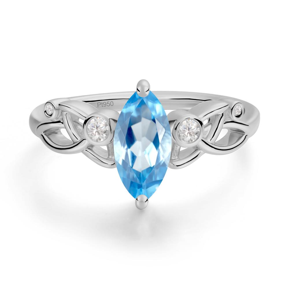 Marquise Cut Swiss Blue Topaz Celtic Ring - LUO Jewelry #metal_platinum
