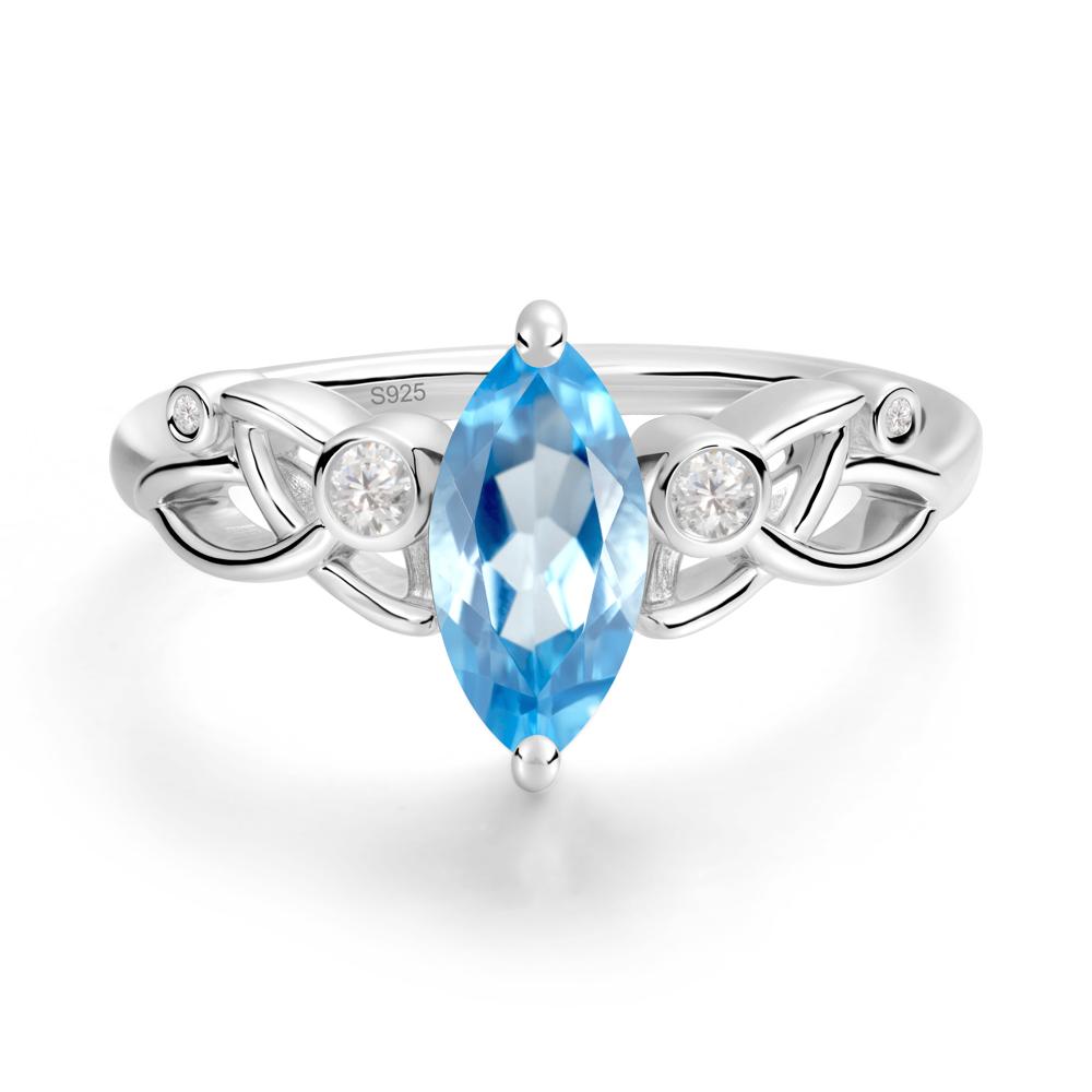 Marquise Cut Swiss Blue Topaz Celtic Ring - LUO Jewelry #metal_sterling silver