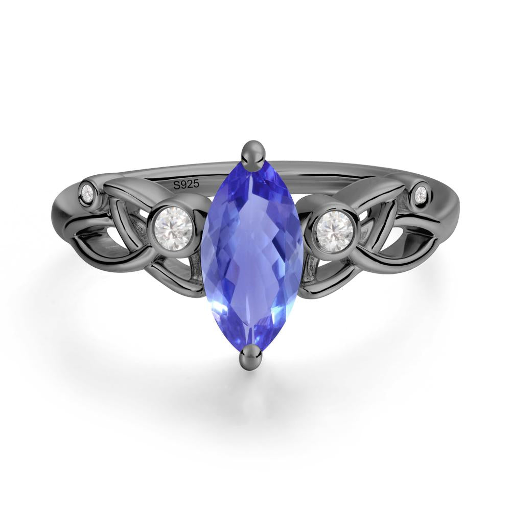 Marquise Cut Tanzanite Celtic Ring - LUO Jewelry #metal_black finish sterling silver