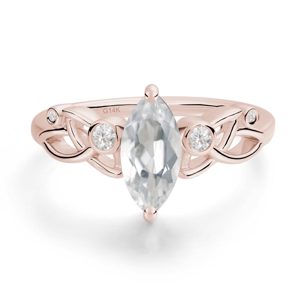Marquise Cut White Topaz Celtic Ring - LUO Jewelry #metal_14k rose gold