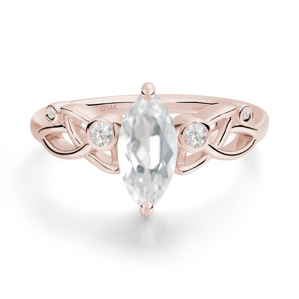 Marquise Cut White Topaz Celtic Ring - LUO Jewelry #metal_14k rose gold