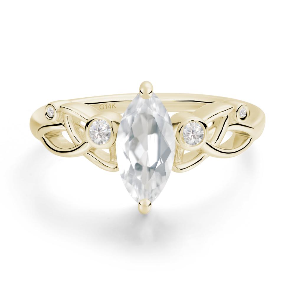 Marquise Cut White Topaz Celtic Ring - LUO Jewelry #metal_14k yellow gold