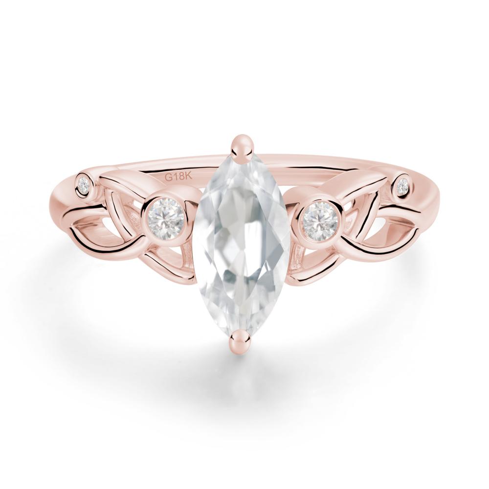 Marquise Cut White Topaz Celtic Ring - LUO Jewelry #metal_18k rose gold