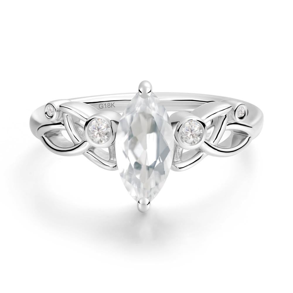 Marquise Cut White Topaz Celtic Ring - LUO Jewelry #metal_18k white gold