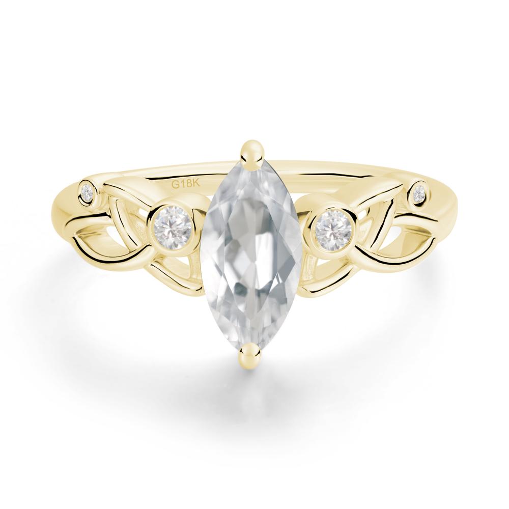 Marquise Cut White Topaz Celtic Ring - LUO Jewelry #metal_18k yellow gold